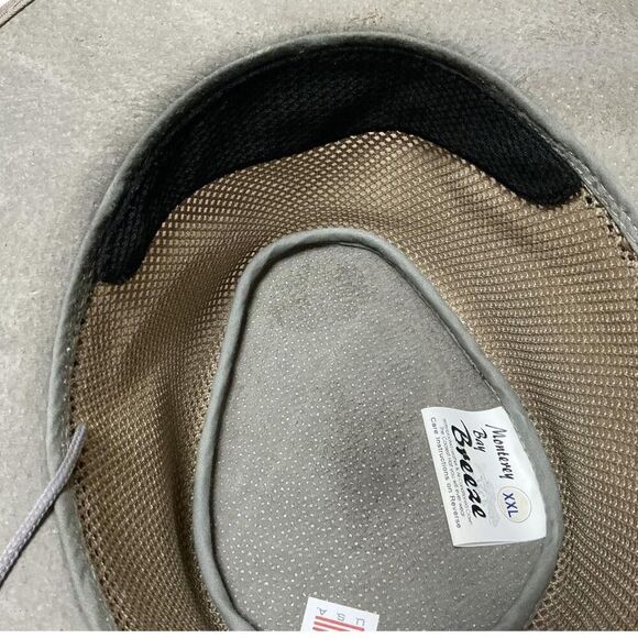 Monterey Bay Breeze Hat Mens L Gray Suede Mesh Breeze Mesh Sun Outback Style - Picture 9 of 9